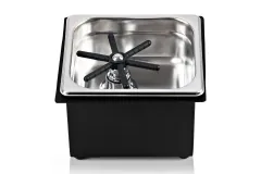 Coffee Armada jug rinser with stainless steel basin and black housing