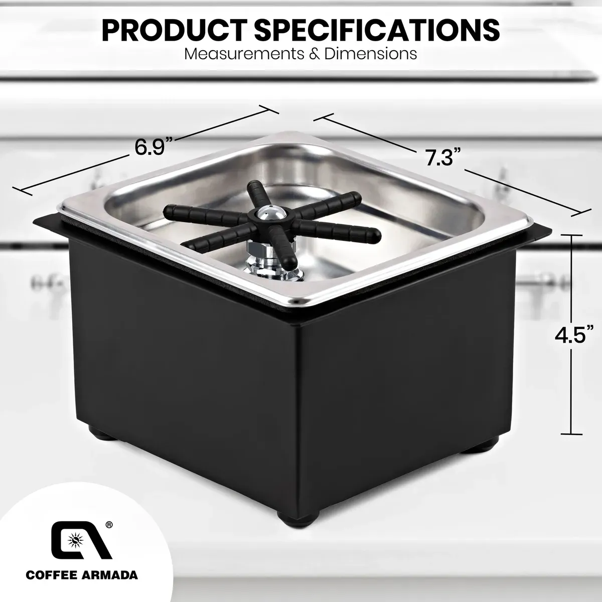 Rinser dimensions: 6.9 by 7.3 inches wide, 4.5 inches tall